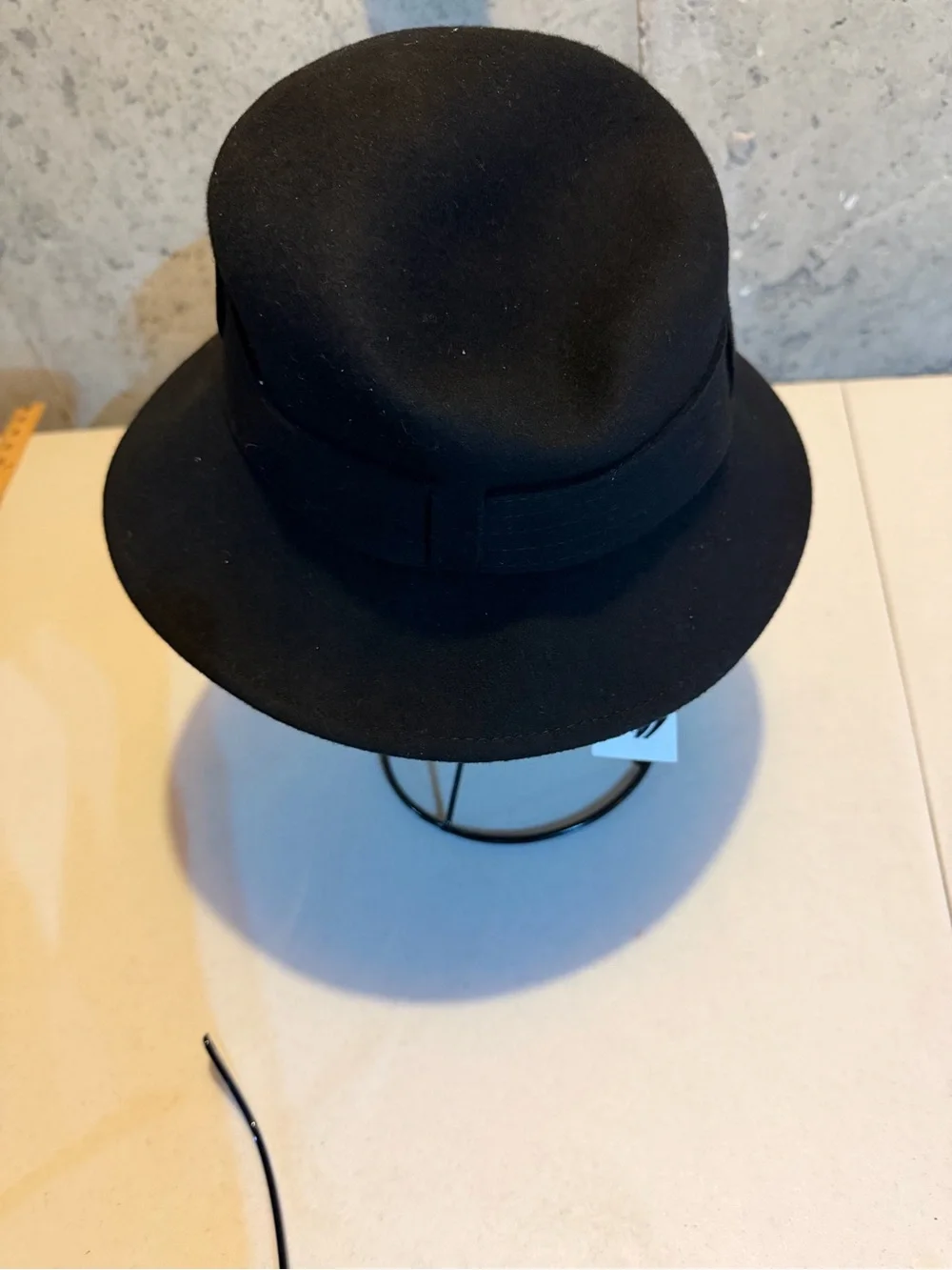 Nine West Black Wool Bucket Hat with Side Buckle